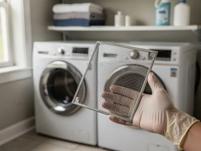 Miami Beach Dryer Vent Cleaning specialist performing detailed lint trap cleaning service in Miami Beach
