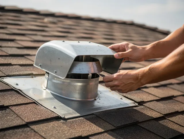 Miami Beach Dryer Vent Cleaning certified technician safely cleaning a roof-mounted dryer vent in Miami Beach