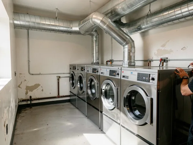 Miami Beach Dryer Vent Cleaning team performing large-scale commercial dryer vent cleaning in Miami Beach