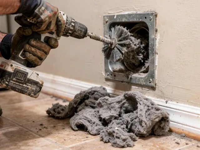 Certified Miami Beach Dryer Vent Cleaning technician performing dryer vent cleaning in Miami Beach